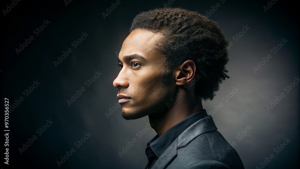 Obraz premium His dark eyes bore into the camera, unyielding determination etched on his face, a fierce strength emanating from