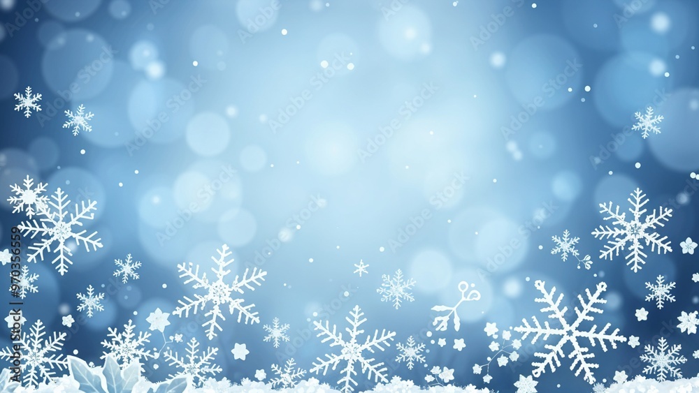 Winter-themed background with snowflakes on a blue gradient, perfect for holiday and festive designs. Winter-themed background with snowflakes on a blue gradient, perfect for holiday and festive designs.