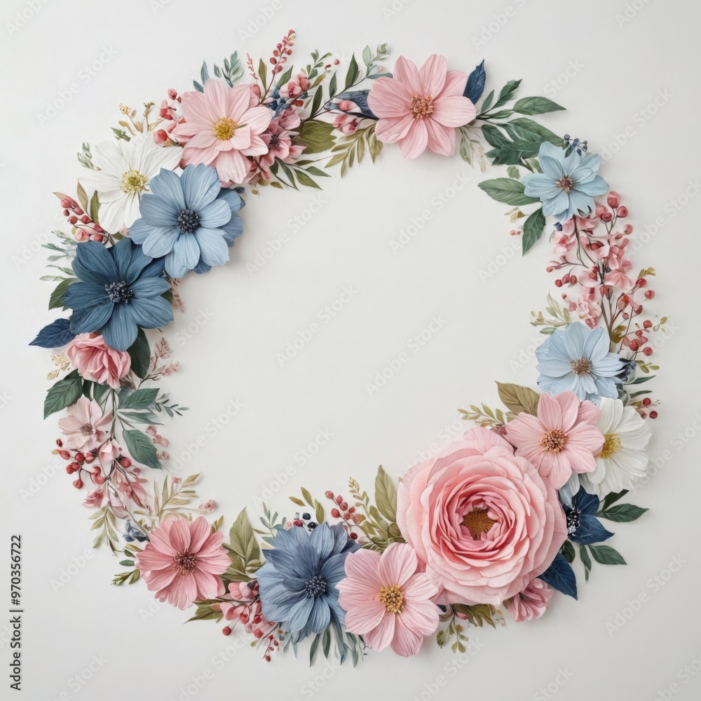 Circular wreath made up various flowers leaves are Floral wreath Circular wreath made up various flowers leaves are Floral wreath