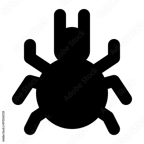 Spider icon in solid-filled glyph style. Simple tarantula symbol vector illustration — pixel-perfect icon.