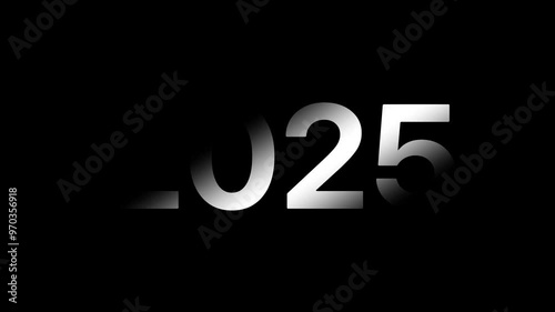 2025 happy new year animation video effect on plain black background