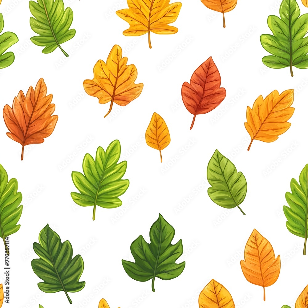Obraz premium Vibrant and Natural Leaves Pattern on Pristine White Background