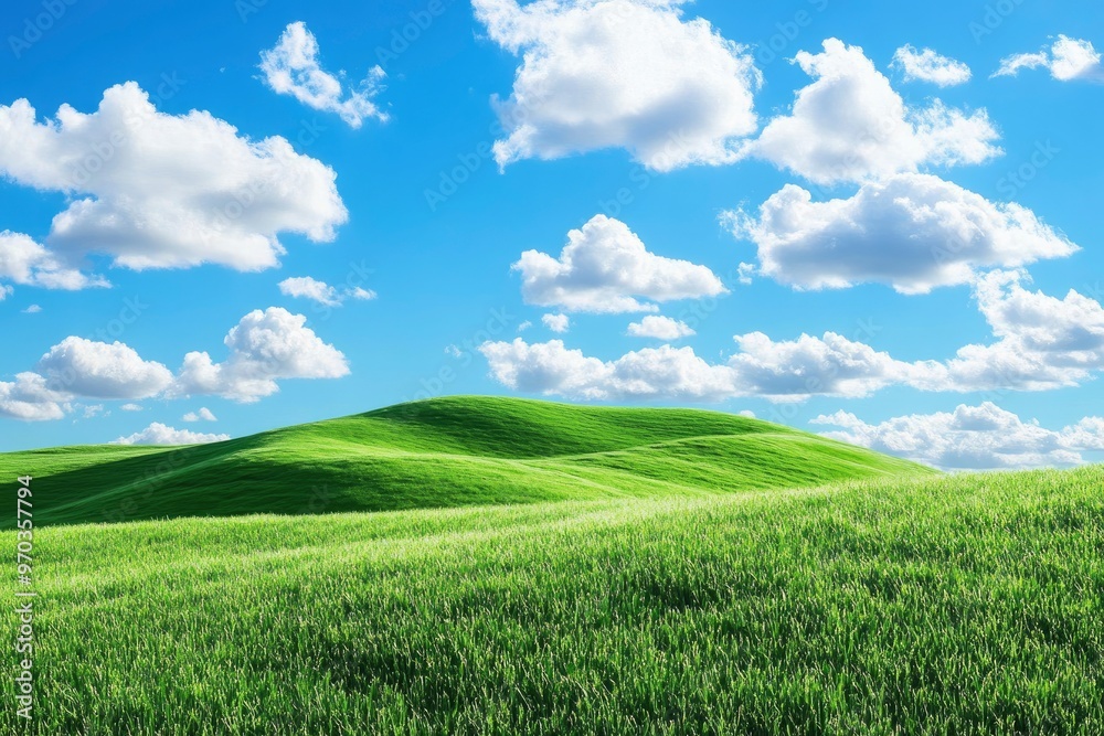 Green Land, Blue Sky, Summer Sunny Day Background, Wide View Of Lawn Hill and Blue Sky , ai Green Land, Blue Sky, Summer Sunny Day Background, Wide View Of Lawn Hill and Blue Sky , ai