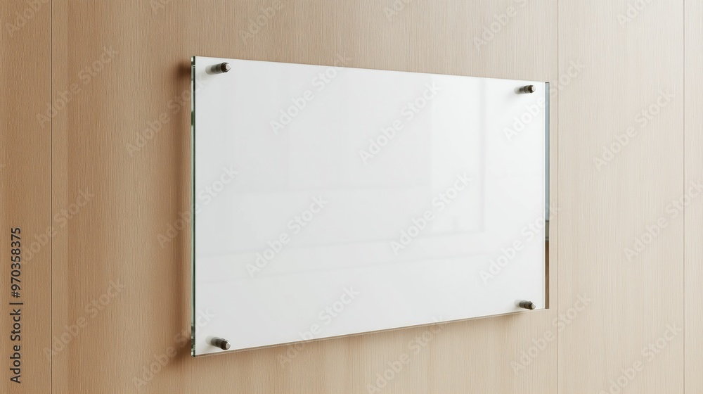 custom made wallpaper toronto digitalModern transparent glass board mounted on a wooden wall in an office setting for presentations and brainstorming sessions.