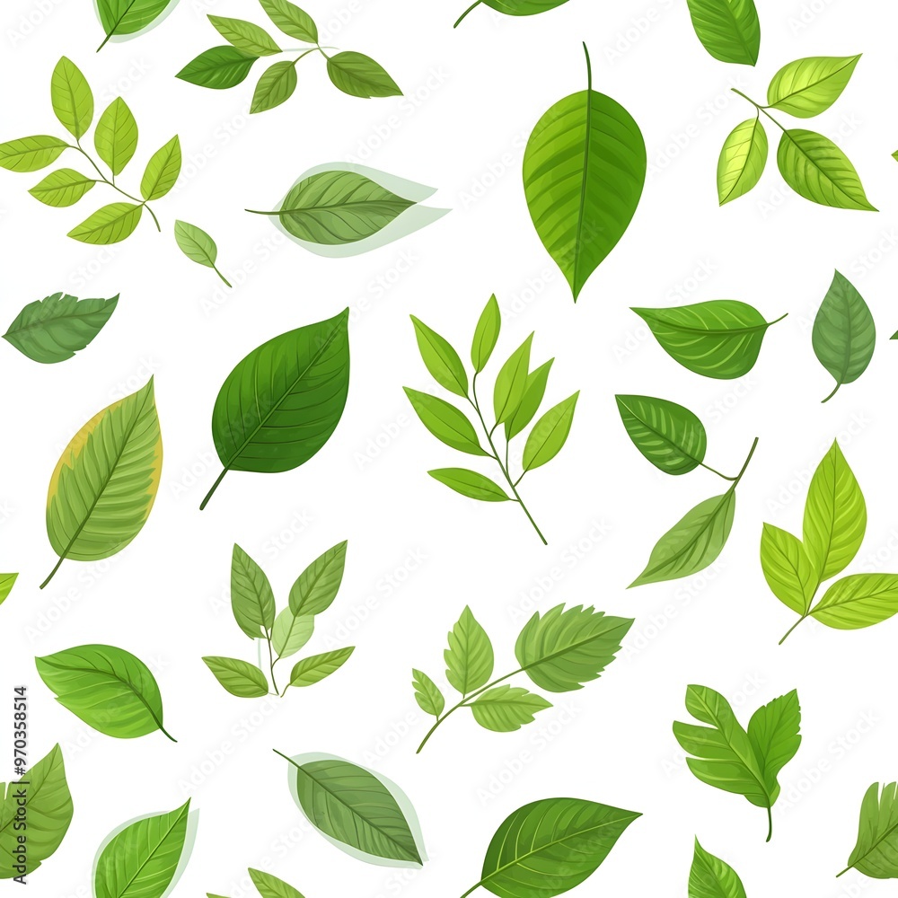 Seamless Natural Leaf Pattern on White Background for Nature Ecology and Botanical Designs Seamless Natural Leaf Pattern on White Background for Nature Ecology and Botanical Designs