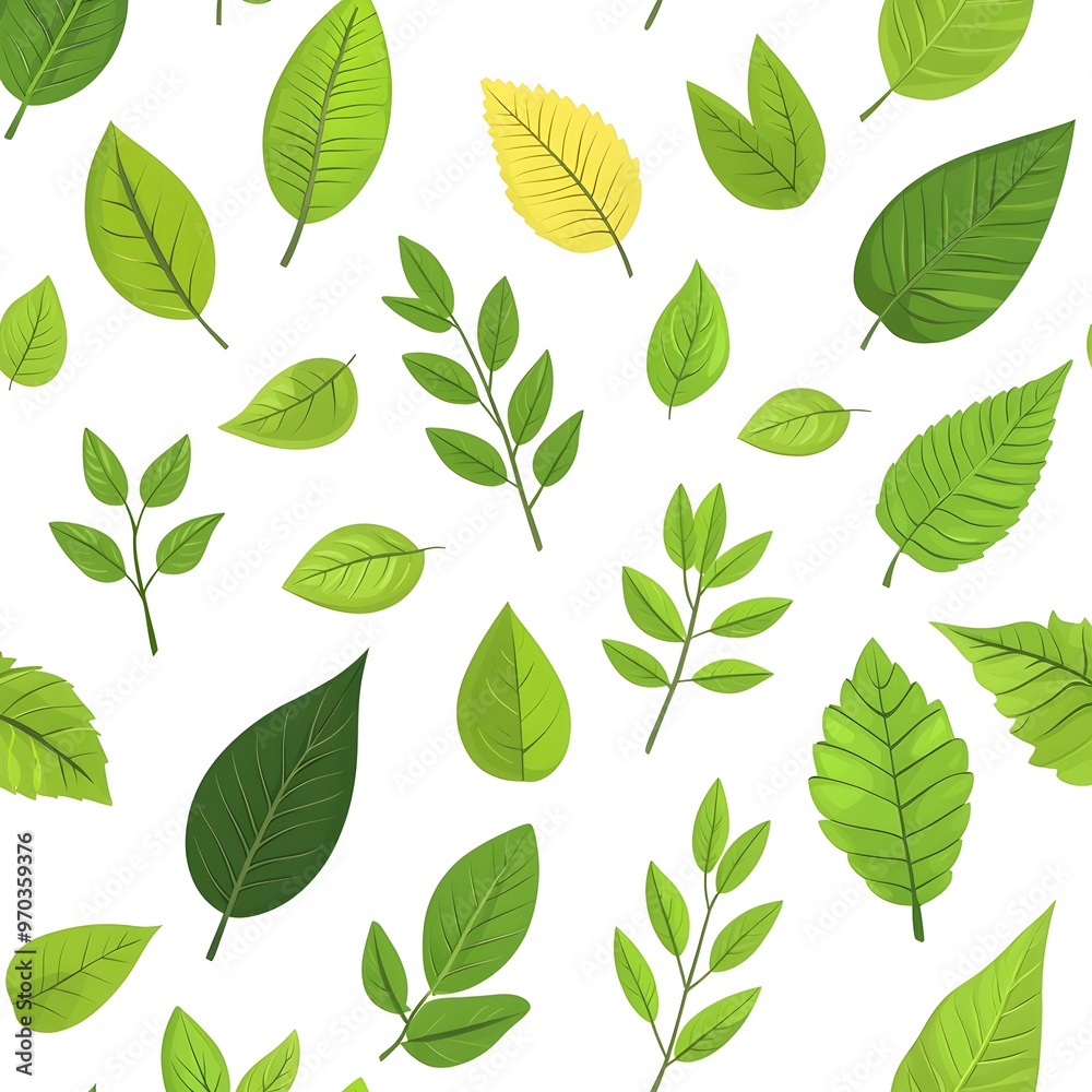 Seamless Natural Leaf Pattern on White Background for Botanical Decor and Packaging Design Seamless Natural Leaf Pattern on White Background for Botanical Decor and Packaging Design