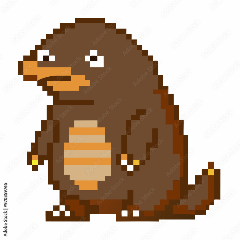 Retro Pixel Art Dinosaur Brown 8 Bit Character Illustration Retro Pixel Art Dinosaur Brown 8 Bit Character Illustration