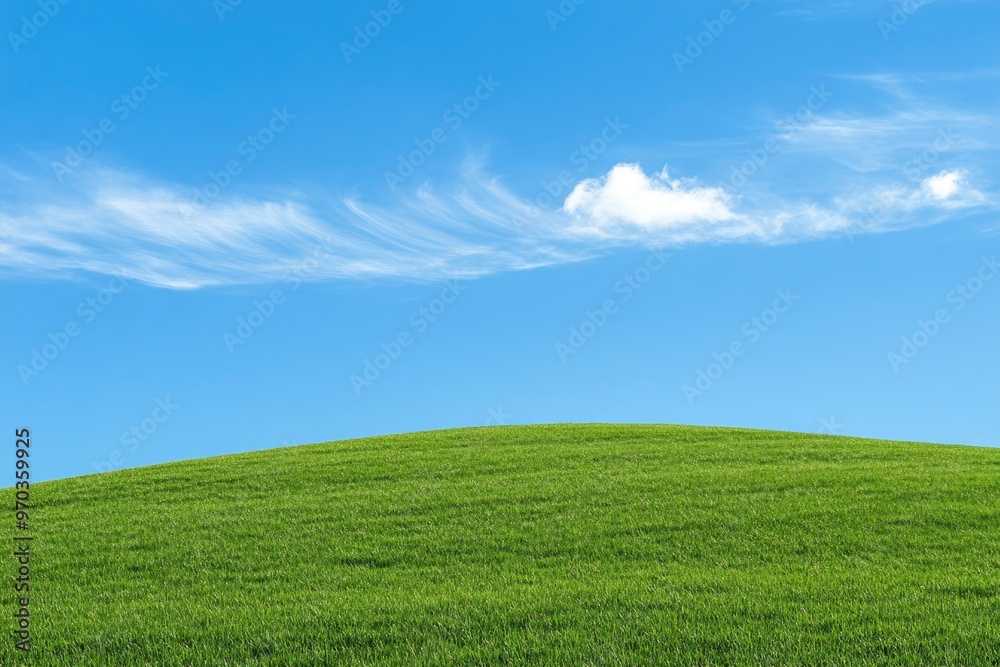 Green Land, Blue Sky, Summer Sunny Day Background, Wide View Of Lawn Hill and Blue Sky , ai Green Land, Blue Sky, Summer Sunny Day Background, Wide View Of Lawn Hill and Blue Sky , ai