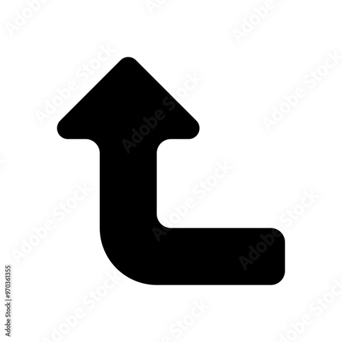 Turn up icon in solid-filled glyph style. Simple arrow direction symbol vector illustration — pixel-perfect icon.