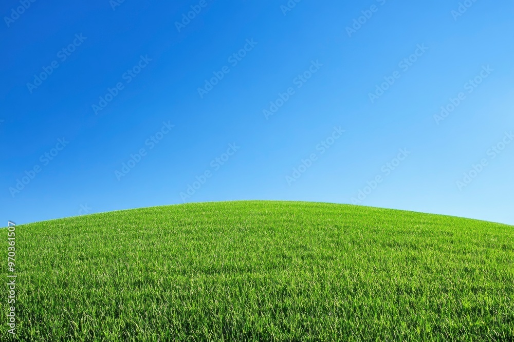 Green Land, Blue Sky, Summer Sunny Day Background, Wide View Of Lawn Hill and Blue Sky , ai Green Land, Blue Sky, Summer Sunny Day Background, Wide View Of Lawn Hill and Blue Sky , ai