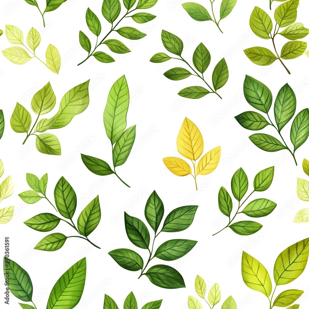 Seamless Natural Leaf Pattern on Clean White Background Seamless Natural Leaf Pattern on Clean White Background