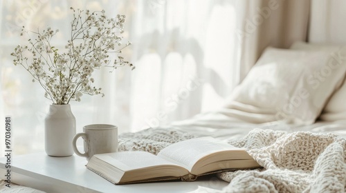 Cozy Morning with a Book and a Cup of Coffee.