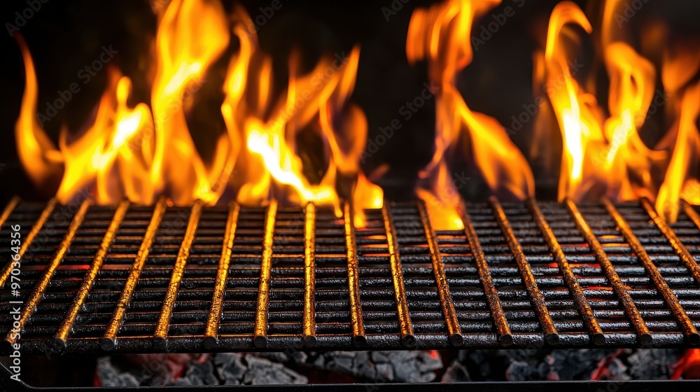 Hot Charcoal Grill with Flames Hot Charcoal Grill with Flames