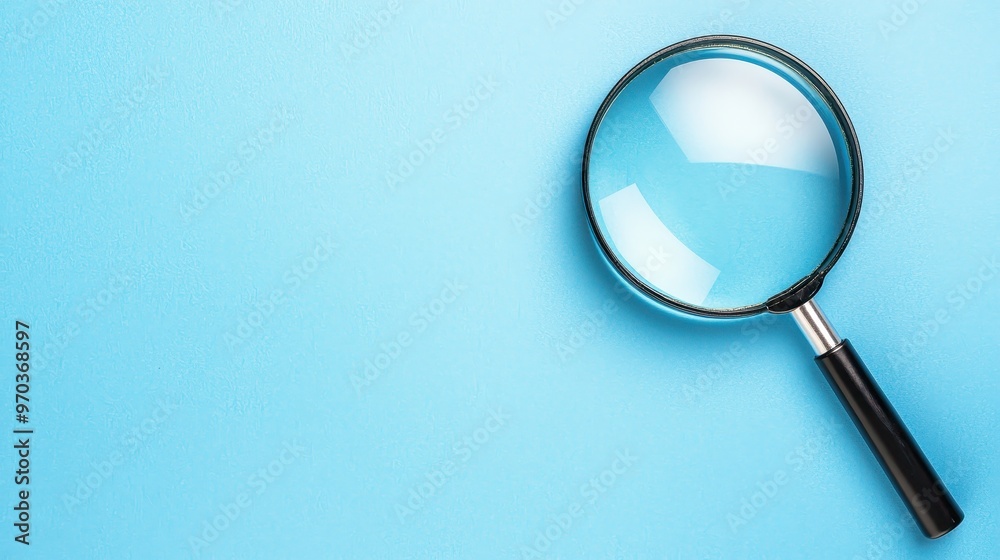 Magnifying Glass on Blue Background Magnifying Glass on Blue Background