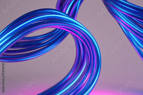 Iridescent Cobalt Neon Wave Glowing in Dynamic Motion