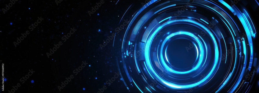Abstract Blue Neon Circles Background Abstract Blue Neon Circles Background