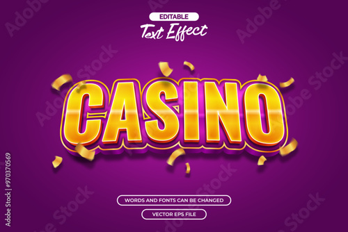 Casino editable text effect with confetti decoration