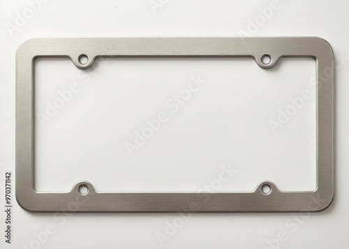 Rectangular metal frame brushed nickel finish It has Rugged silv photo