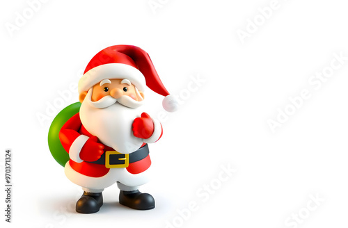 3D illustration of Santa Claus on a white background