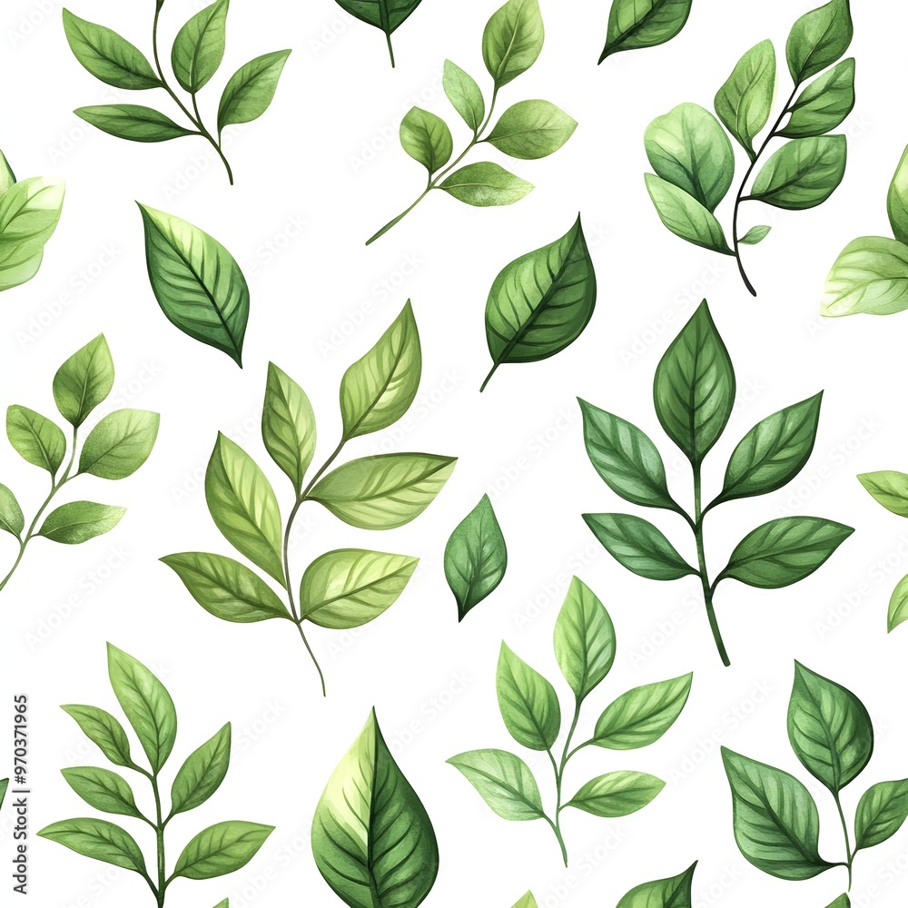 Naklejka premium Seamless Natural Leaf Pattern on White Background