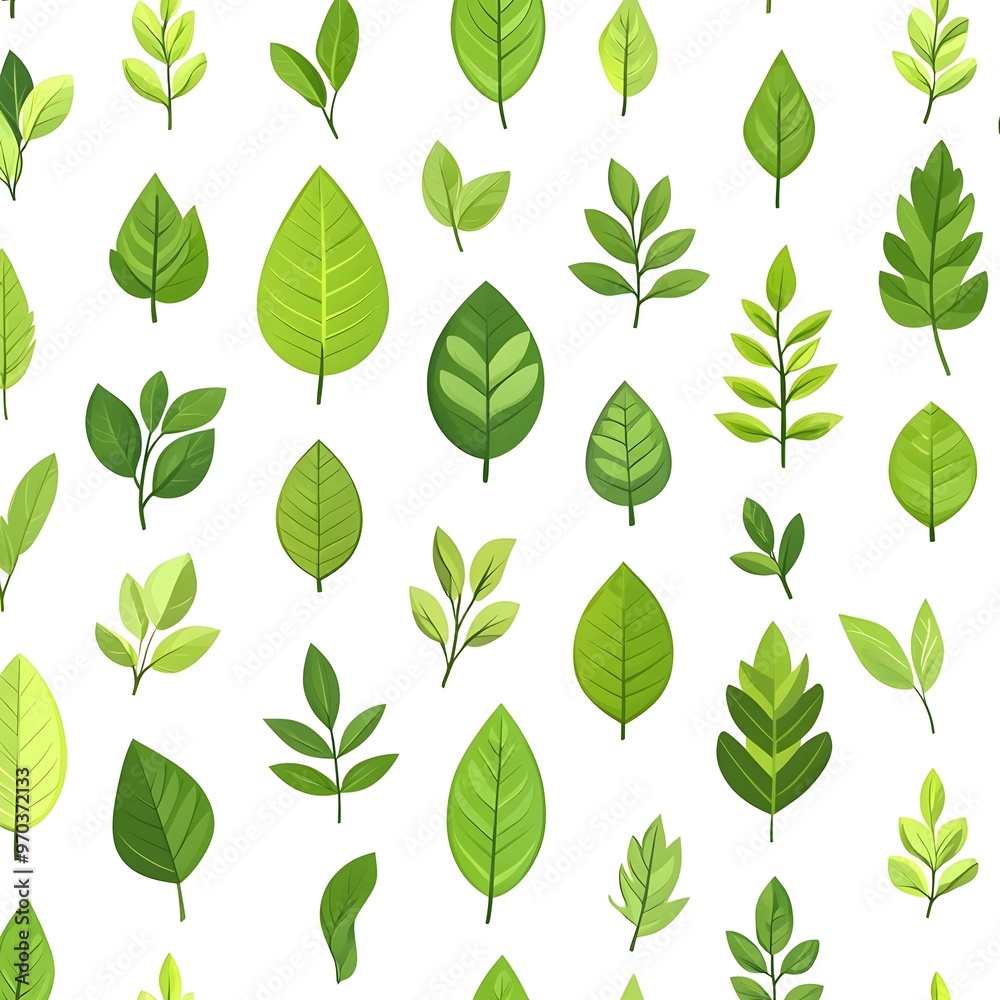 Fototapeta premium Natural Seamless Green Leaf Pattern for Botanical Backdrop Design