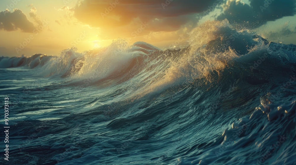 Intense ocean storm waves unleash tsunami-like power in the sea, showcasing nature's fury.