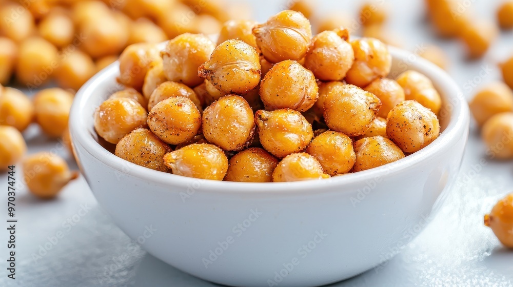 Roasted Chickpeas with Salt and Pepper in White Bowl