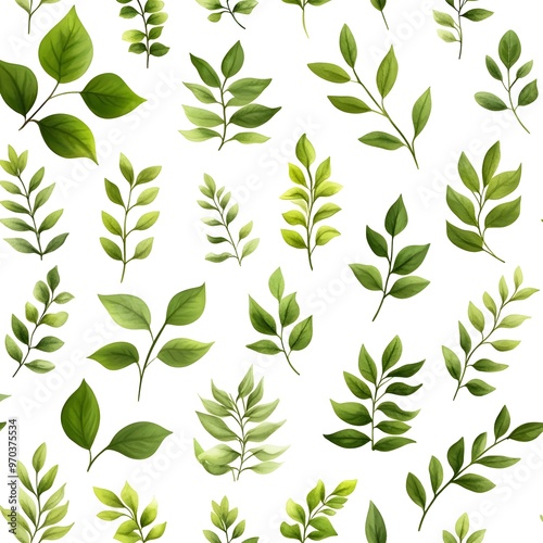 Seamless Organic Natural Leaf Pattern on Calming White Background