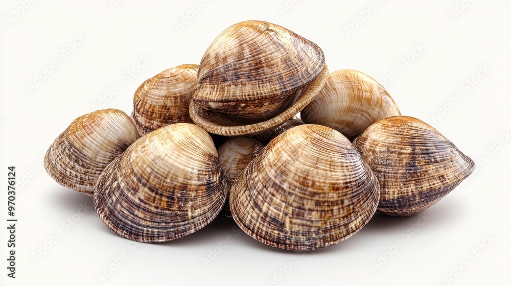Clams clipart, element, 3D illustration, realistic, isolated on white background Clams clipart, element, 3D illustration, realistic, isolated on white background