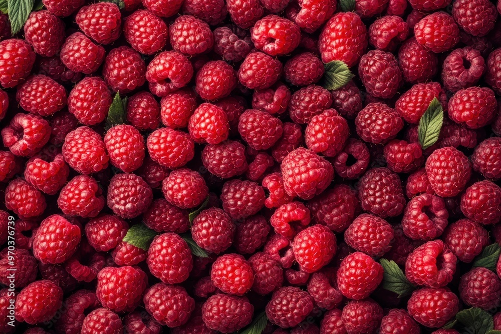 Background of fresh sweet red raspberries arranged together representing concept of healthy diet , ai Background of fresh sweet red raspberries arranged together representing concept of healthy diet , ai
