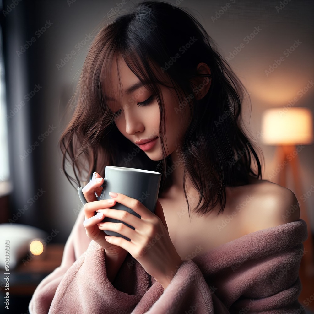 A person by the fireplace in a cozy room decorated for Christmas, with candlelight and a warm fire creating a vintage, intimate atmosphere