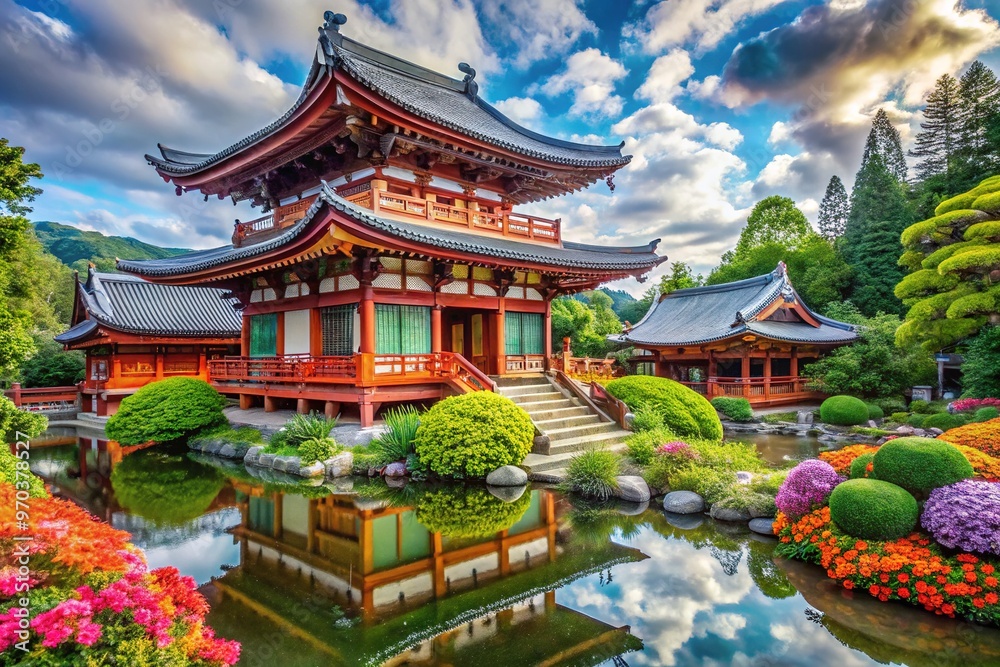A tranquil oasis, this ancient temple boasts intricate carvings, brightly colored roofs, and meticulously manicured gardens, inviting contemplation and serenity. A tranquil oasis, this ancient temple boasts intricate carvings, brightly colored roofs, and meticulously manicured gardens, inviting contemplation and serenity.