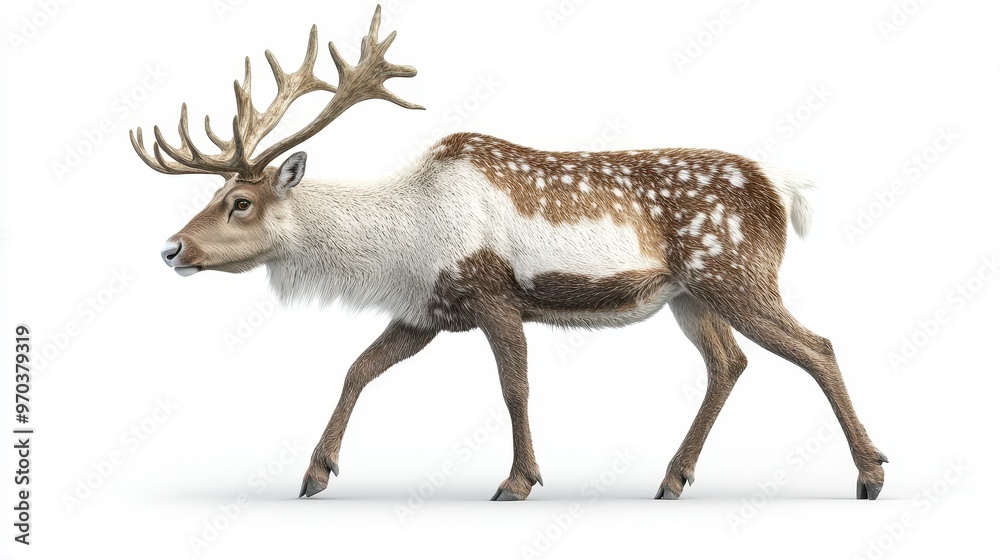 Obraz premium Reindeer clipart, element, 3D illustration, realistic, isolated on white background
