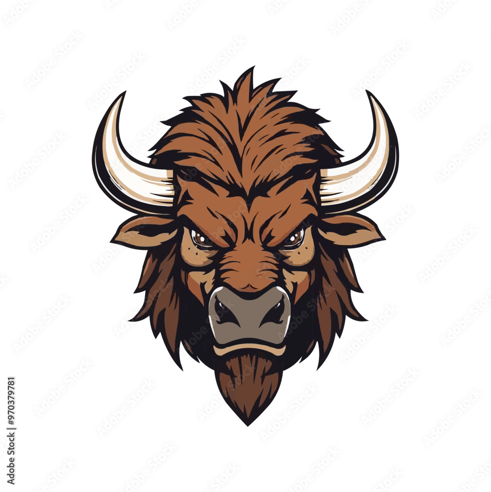 Fototapeta premium buffalo editable Esport vector logo on white background side view, buffalo icon, buffalo head, buffalo sticker, bull, bison