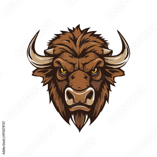 buffalo editable Esport vector logo  on white background side view, buffalo icon, buffalo head, buffalo sticker, bull, bison