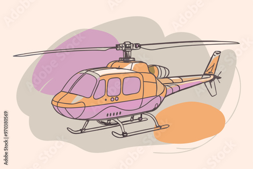 Helicopter line art vector silhouette