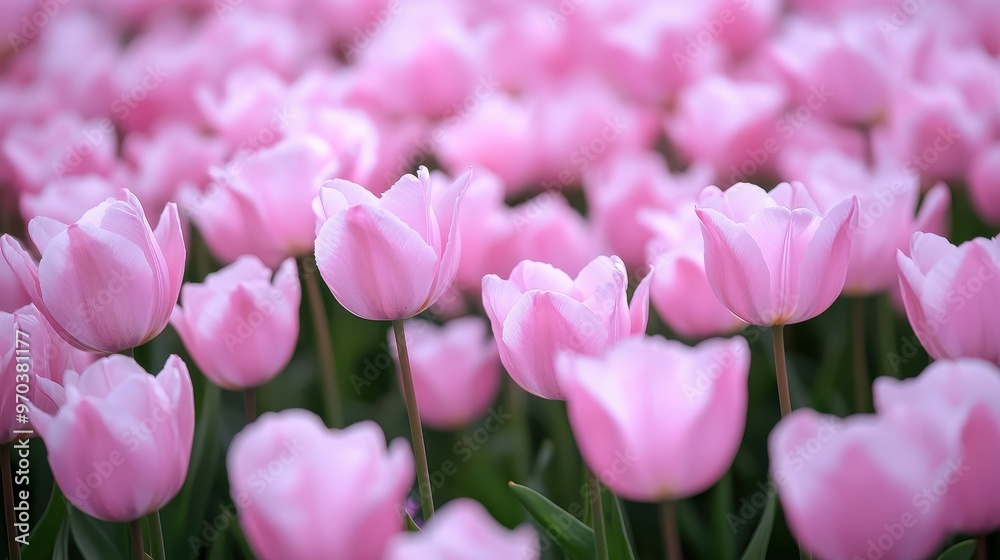 Pink Tulip Field Spring Floral Background Pink Tulip Field Spring Floral Background