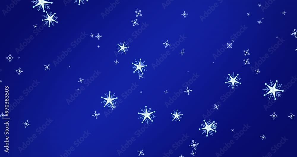 Animation of snow flakes falling on blue background Animation of snow flakes falling on blue background