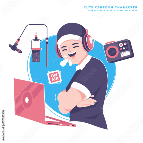 podcast announcer character illustration design