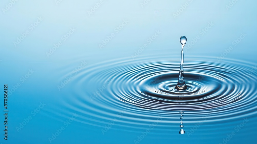 Droplet hitting a calm water surface, creating concentric ripples, Water splash, serenity, nature Droplet hitting a calm water surface, creating concentric ripples, Water splash, serenity, nature