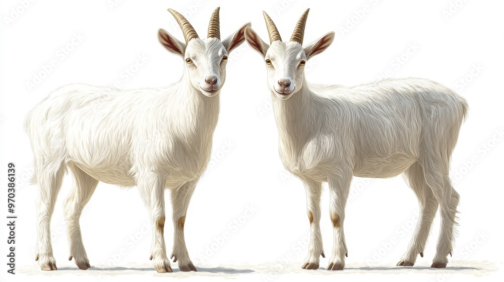 Goats (milk and cheese production) clipart, element, 3D illustration, realistic, isolated on white background