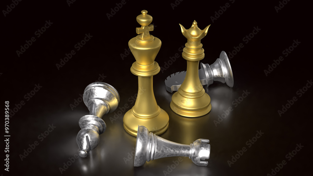 The chess on black background for Business concept 3d rendering. The chess on black background for Business concept 3d rendering.