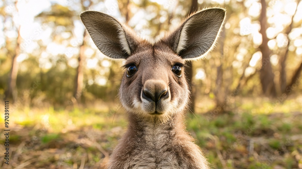 Fototapeta premium Kangaroo Peering Into Camera in Australian Outback