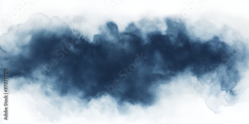 Abstract watercolor background with a dark blue cloud shape.