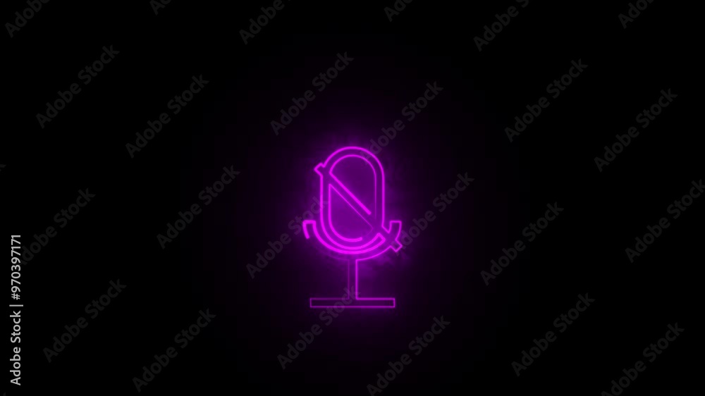 Glowing radio wave neon microphone sign. pink audio microphone icon animation. Bright neon line microphone icon on black background, sound generator, microphone for talking, 4k video Glowing radio wave neon microphone sign. pink audio microphone icon animation. Bright neon line microphone icon on black background, sound generator, microphone for talking, 4k video