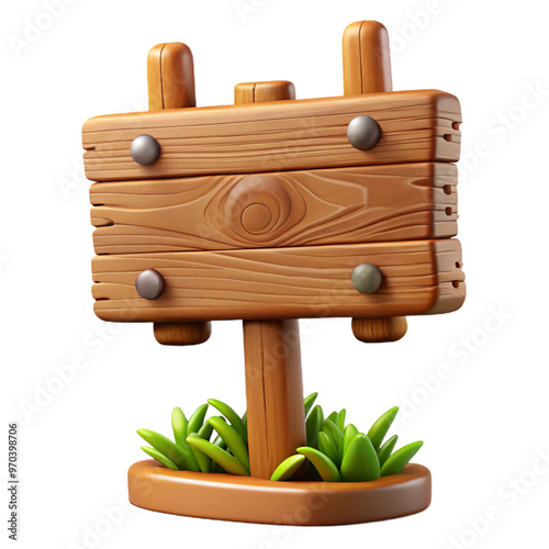 Fototapeta Naklejka Na Ścianę i Meble -  Wooden Signboard Carving  3d cartoon style illustration