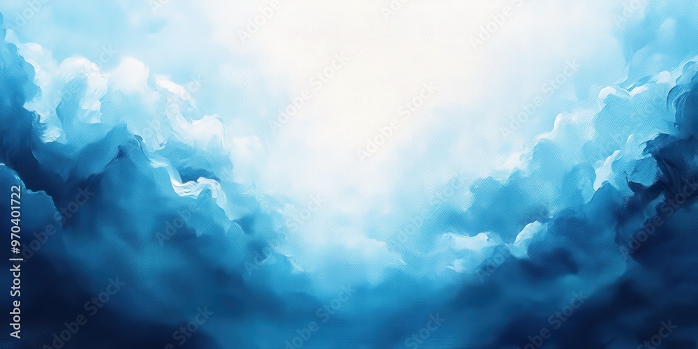 Naklejka premium A serene sky with soft clouds and calming blue hues, perfect for conveying tranquility and peace in any design.