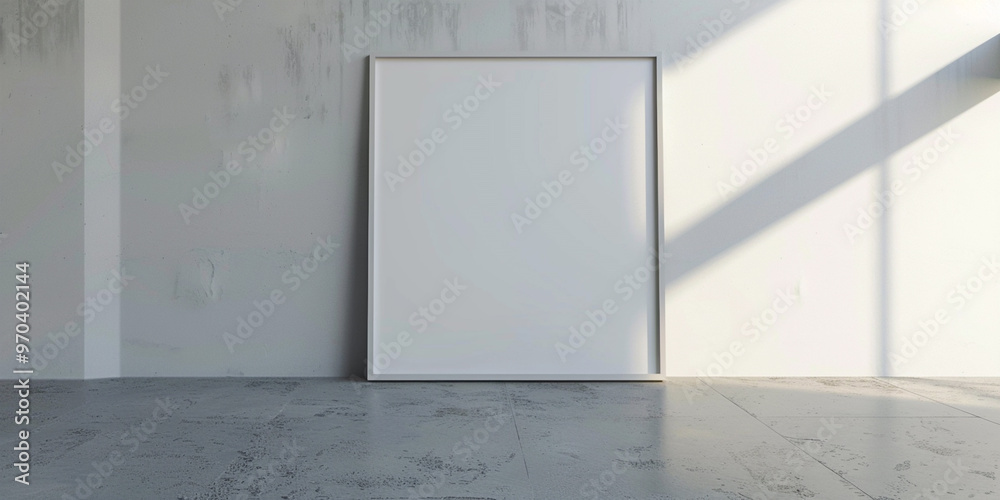 Art Canvas Mockup On The Floor Leaning Against The White Wall Background Art Canvas Mockup On The Floor Leaning Against The White Wall Background