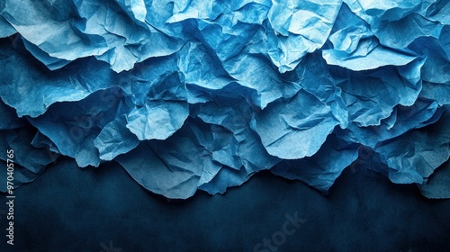 Abstract Blue Wrinkled Paper Texture