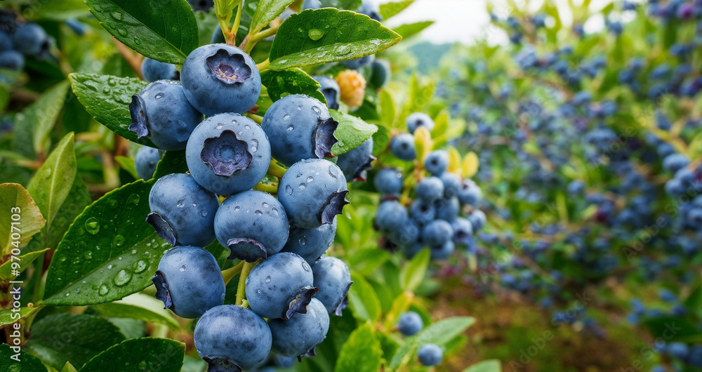Fresh Blueberries hanging on the blueberry tree Fresh Blueberries hanging on the blueberry tree